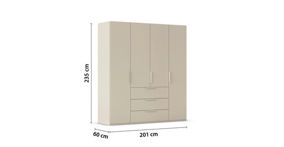 DREHTÜRENSCHRANK 201/235/61 cm,  in Champagner, 4-türig  - Champagner, Basics, Holzwerkstoff/Metall (201/235/61cm) - Novel