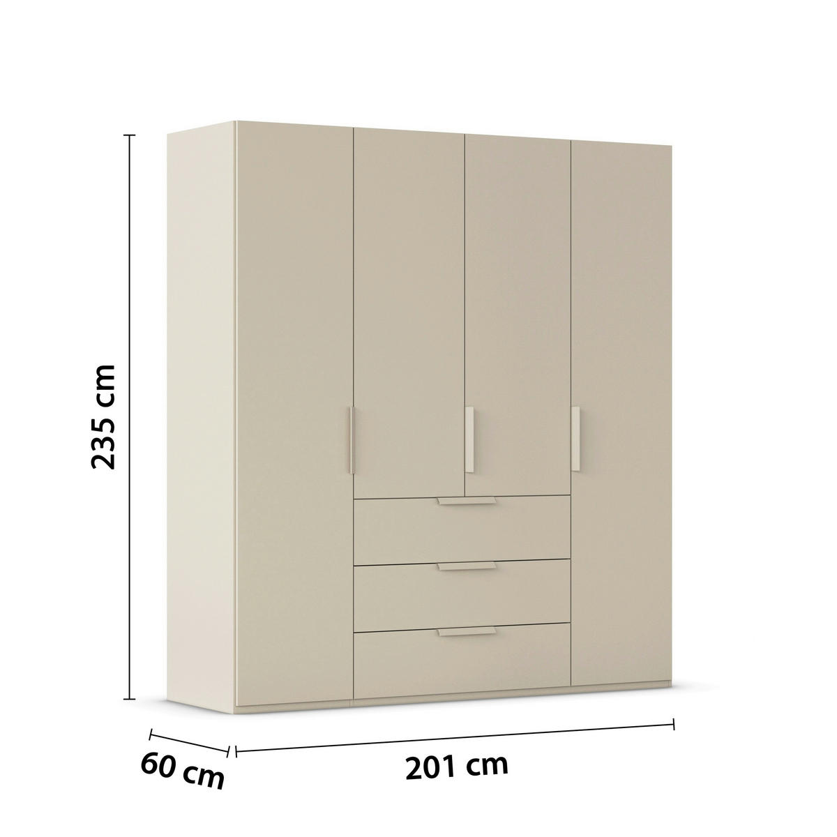 DREHTÜRENSCHRANK 201/235/61 cm,  in Champagner, 4-türig  - Champagner, Basics, Holzwerkstoff/Metall (201/235/61cm) - Novel