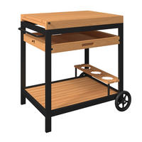 GARTEN-SERVIERWAGEN  - Schwarz/Teakfarben, MODERN, Holz/Metall (73/80/50cm) - Ambia Garden