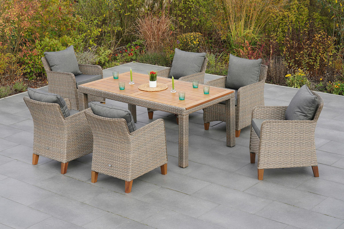 GARTENTISCH 180/100/74 cm Metall, Kunststoff rechteckig  - Beige, MODERN, Holz/Kunststoff (180/100/74cm) - Gardenson