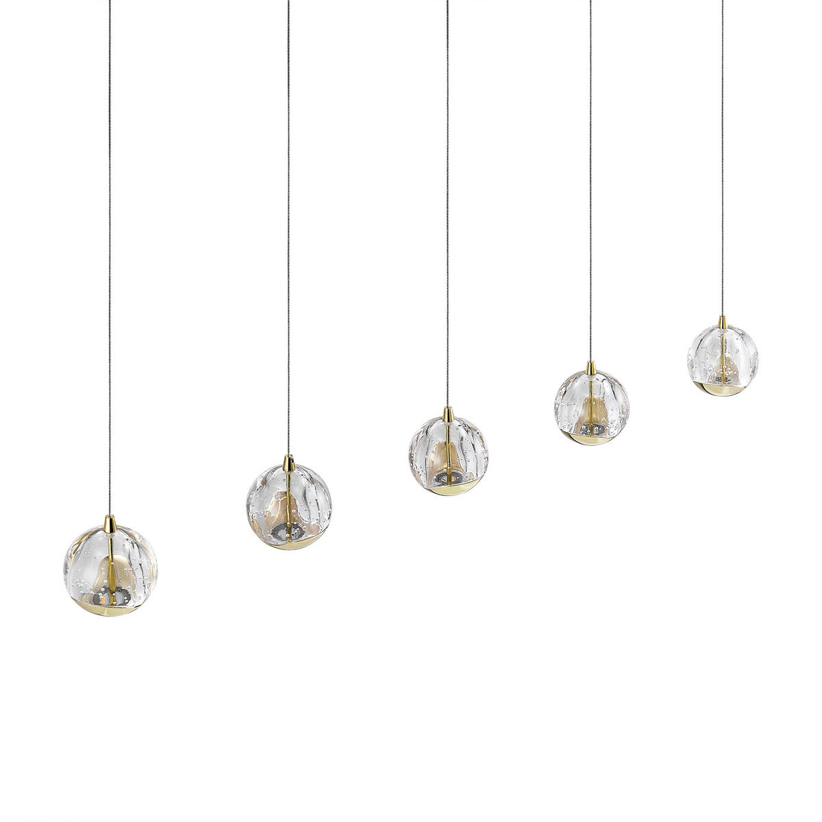 LED-HÄNGELEUCHTE Hastings 96/9/150 cm   - Goldfarben, Design, Glas/Metall (96/9/150cm) - Dieter Knoll