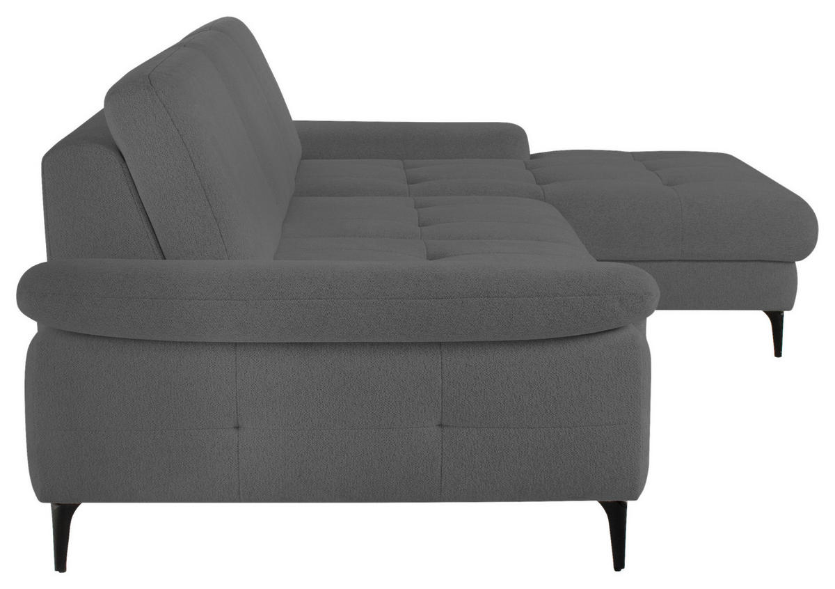 ECKSOFA ALMA in Chenille Dunkelgrau  285/191 cm  - Dunkelgrau/Schwarz, Design, Textil/Metall (285/191cm) - Livetastic