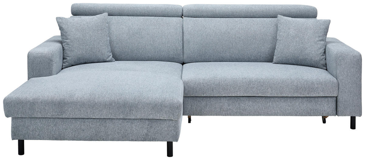 ECKSOFA Ottomane links, Eckteil  Grau Flachgewebe  - Schwarz/Grau, Design, Textil/Metall (166/262cm) - Xora