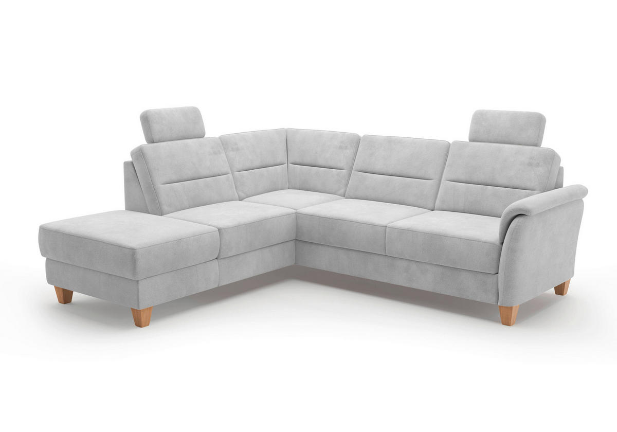 ECKSOFA in Flachgewebe Silberfarben  212/236 cm  - Eichefarben/Silberfarben, KONVENTIONELL, Holz/Textil (212/236cm) - Sit & More