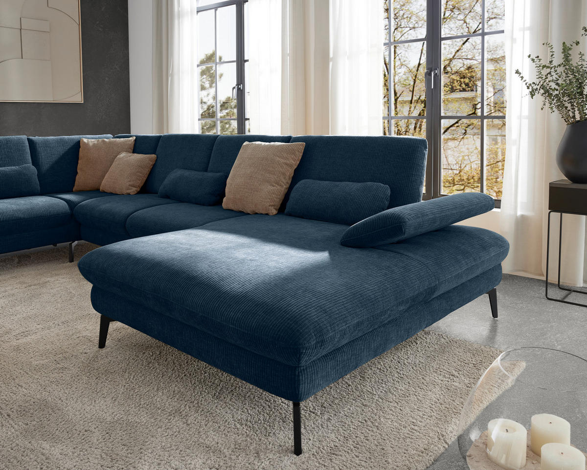 WOHNLANDSCHAFT in Webstoff Blau  - Blau/Schwarz, Design, Textil/Metall (208/354/157cm) - Dieter Knoll