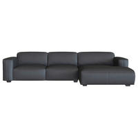 ECKSOFA Schwarz Echtleder  - Schwarz, Design, Leder/Holz (317/171cm) - Livetastic