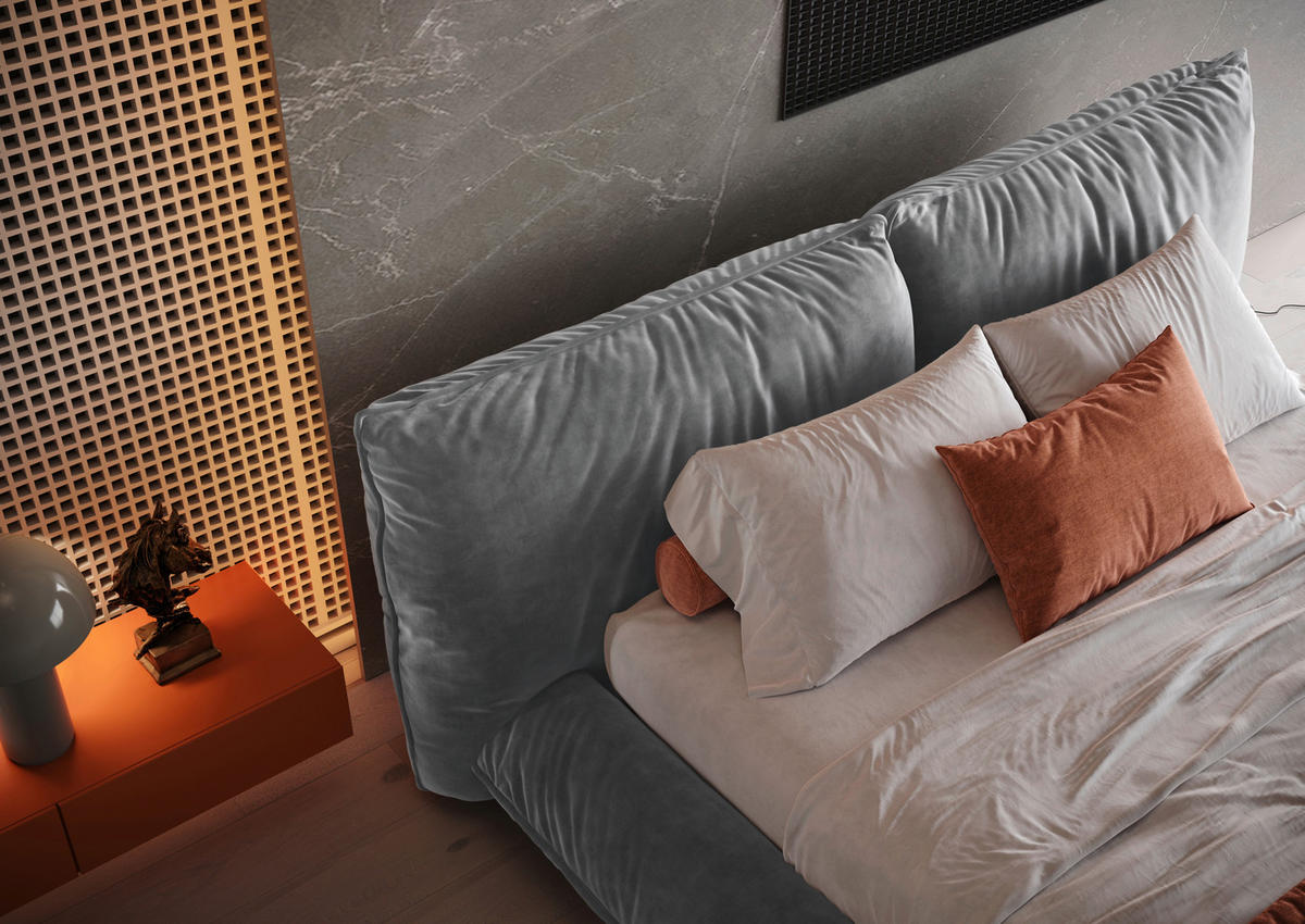 POLSTERBETT 200/200 cm,  in Grau,  - Schwarz/Grau, Design, Textil/Metall (200/200cm) - Belluti