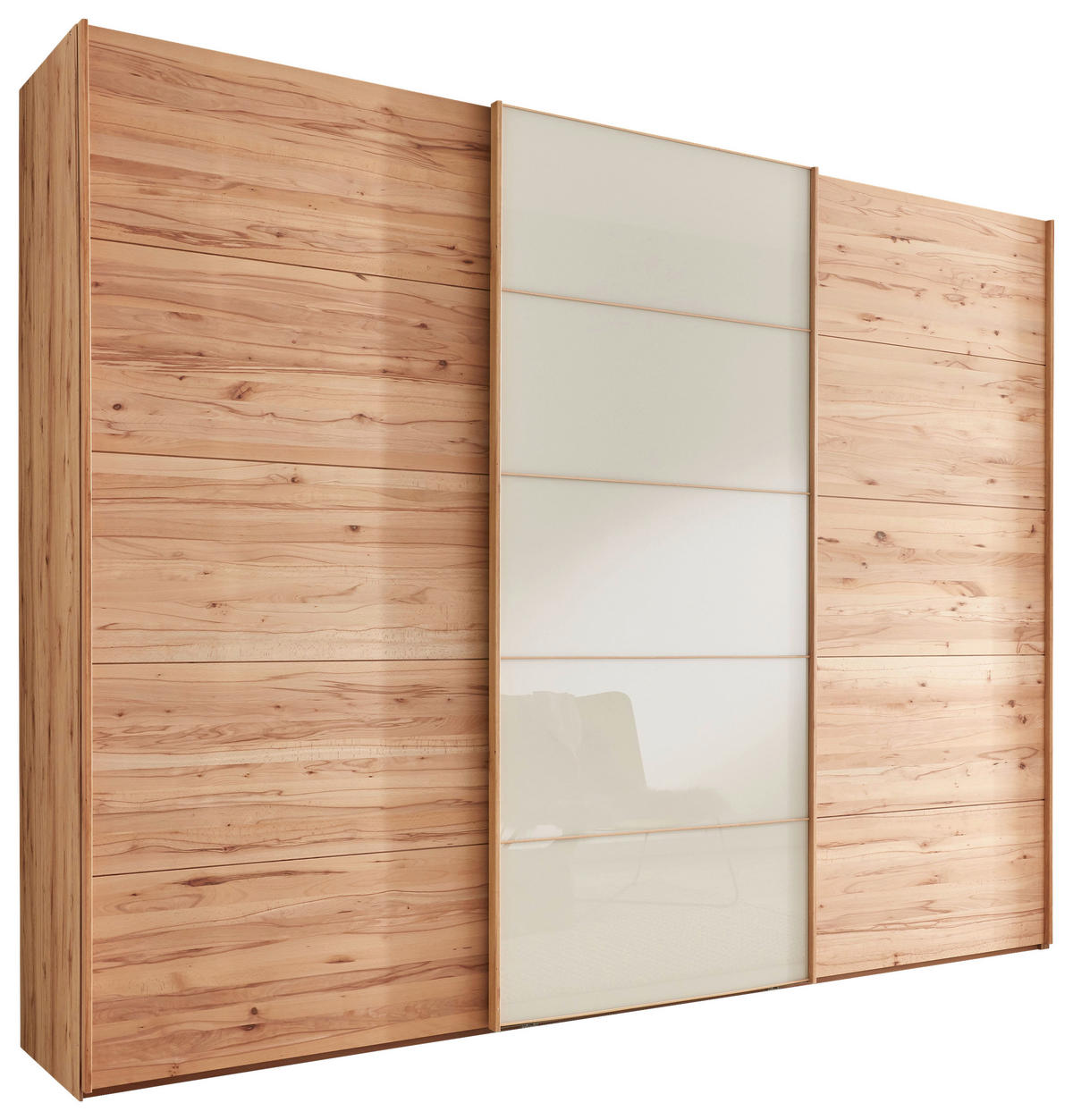 SCHWEBETÜRENSCHRANK 300/217/67 cm 3-türig Buchefarben, Champagner  - Champagner/Buchefarben, Natur, Glas/Holz (300/217/67cm) - Linea Natura