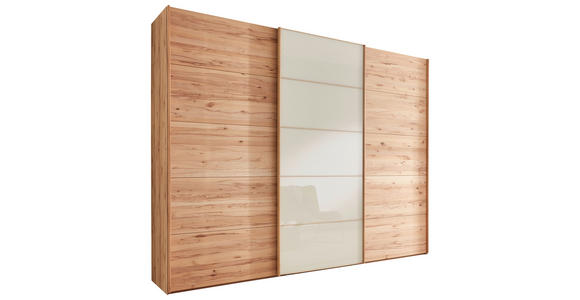 SCHWEBETÜRENSCHRANK 300/217/67 cm 3-türig Buchefarben, Champagner  - Champagner/Buchefarben, Natur, Glas/Holz (300/217/67cm) - Linea Natura