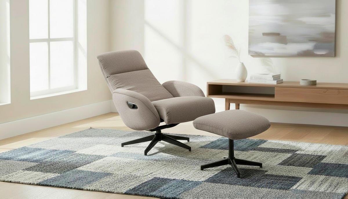 RELAXSESSELSET BASTY Webstoff Hocker    - Schwarz/Braun, Design, Textil/Metall (75/107/77cm) - Livetastic
