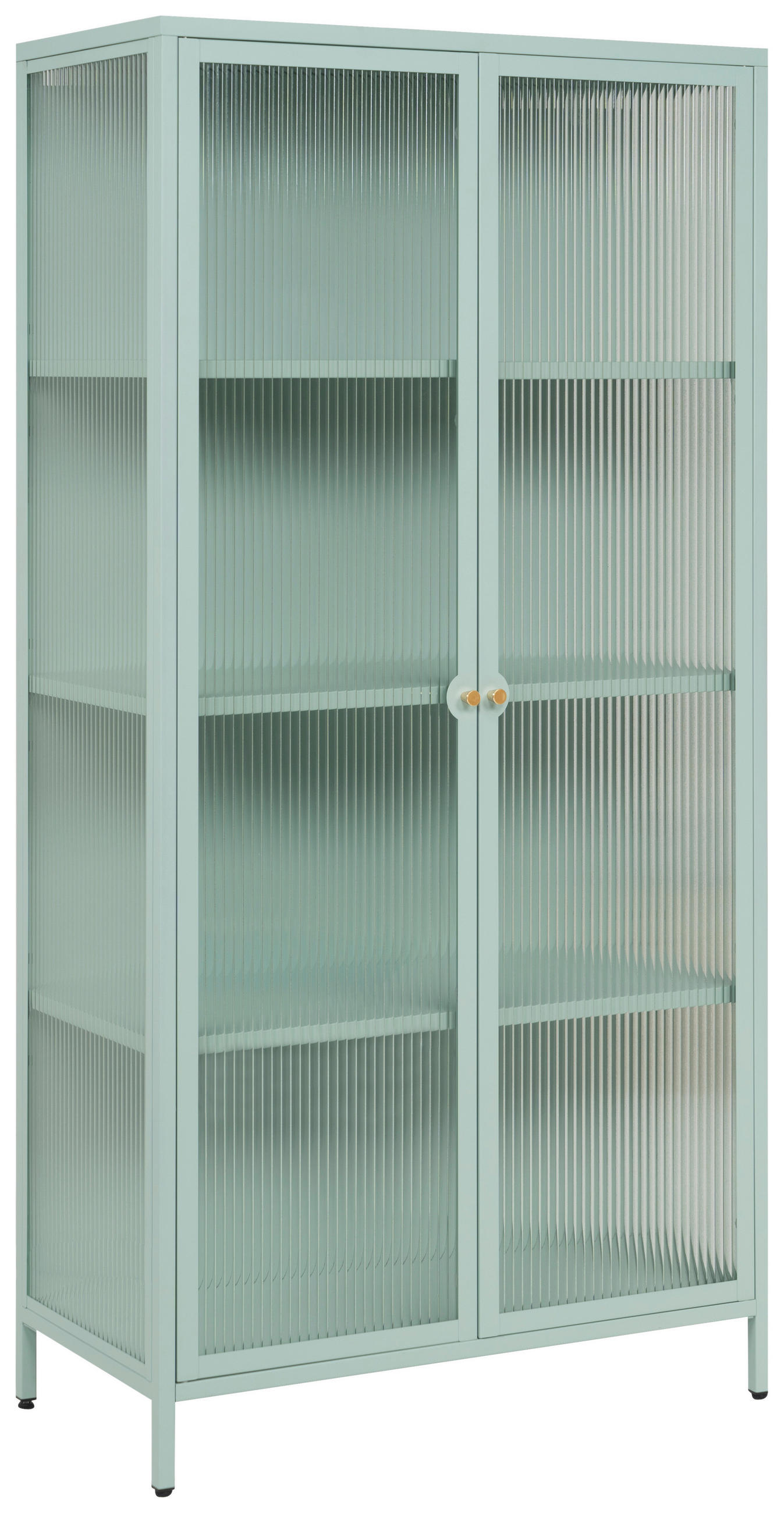 VITRINE in Mintgrün  - Goldfarben/Mintgrün, Design, Glas/Metall (80/160/40cm) - MID.YOU