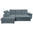 ECKSOFA Blau Flachgewebe  inkl. Bettkasten, Schlaffunktion, Rücken echt, Liegefläche im Originalstoff  - Blau/Schwarz, KONVENTIONELL, Kunststoff/Textil (235/280cm) - Carryhome