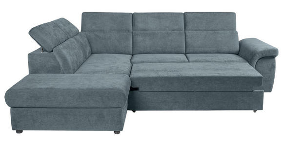 ECKSOFA Blau Flachgewebe  inkl. Bettkasten, Schlaffunktion, Rücken echt, Liegefläche im Originalstoff  - Blau/Schwarz, KONVENTIONELL, Kunststoff/Textil (235/280cm) - Carryhome