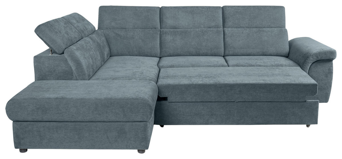 ECKSOFA Blau Flachgewebe  - Blau/Schwarz, KONVENTIONELL, Kunststoff/Textil (235/280cm) - Carryhome