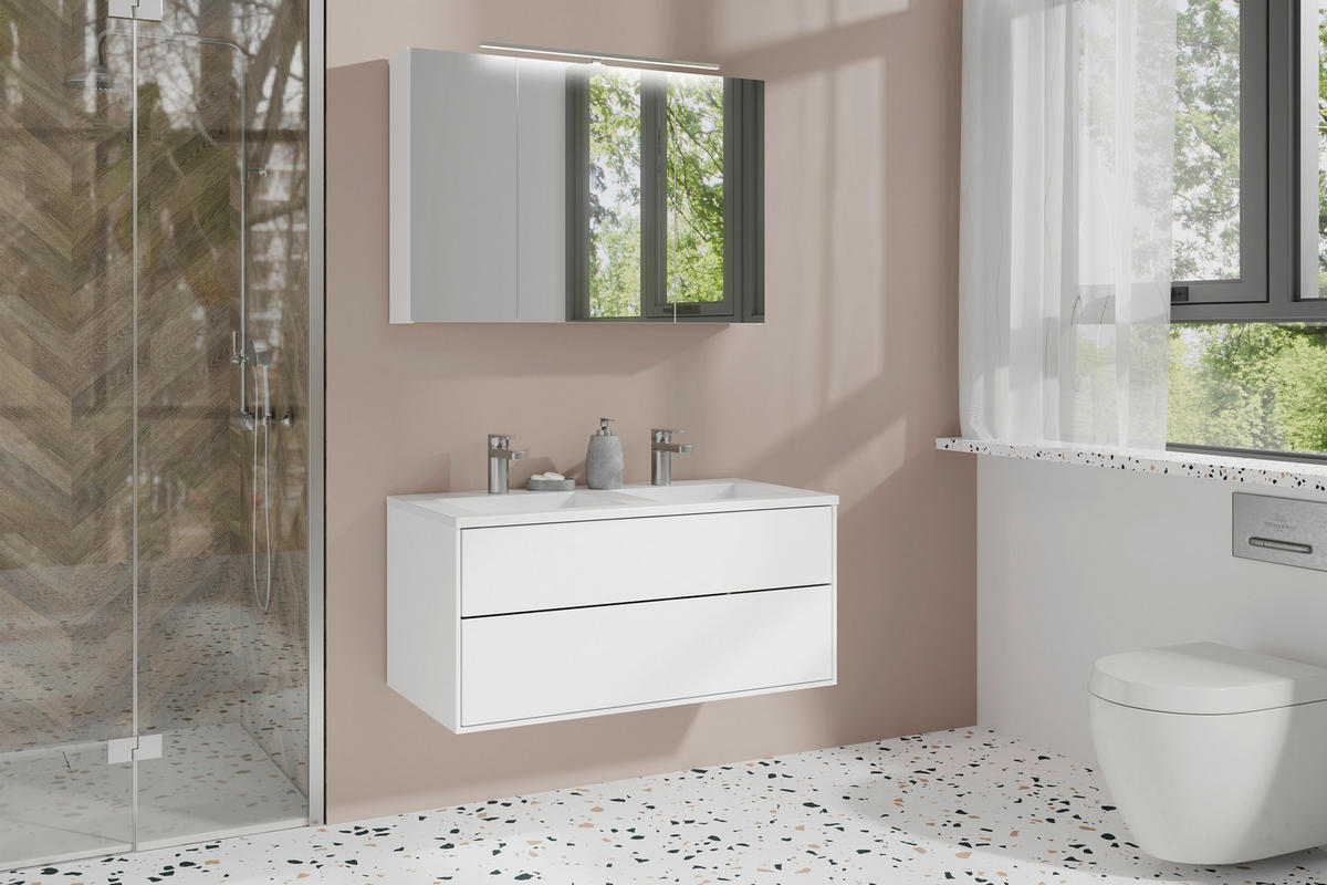 SPIEGELSCHRANK 90/60/20 cm  - Weiß, MODERN, Glas/Holzwerkstoff (90/60/20cm) - MID.YOU