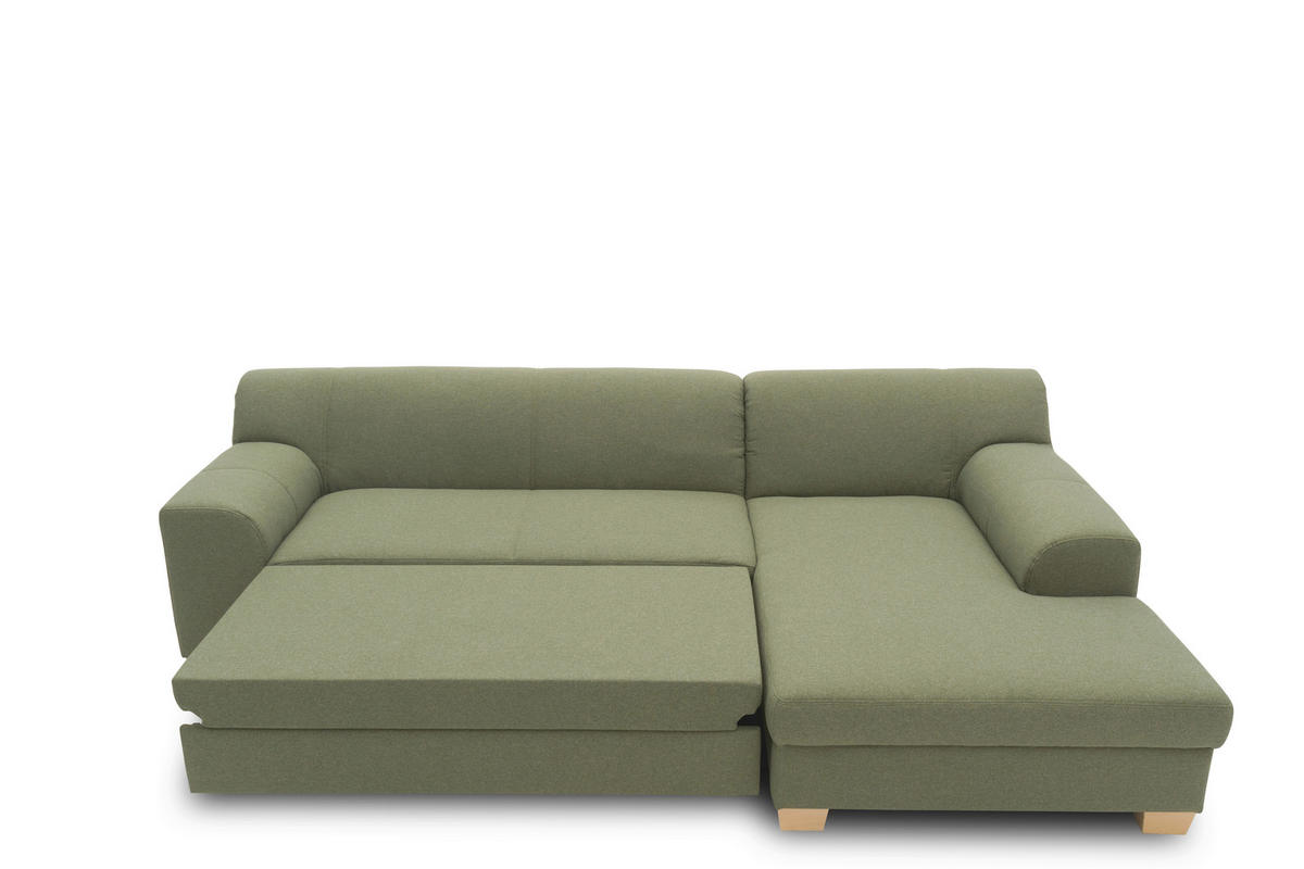 ECKSCHLAFSOFA TINOS Grün Webstoff  - Beige/Grün, Basics, Textil (273/157cm) - MID.YOU