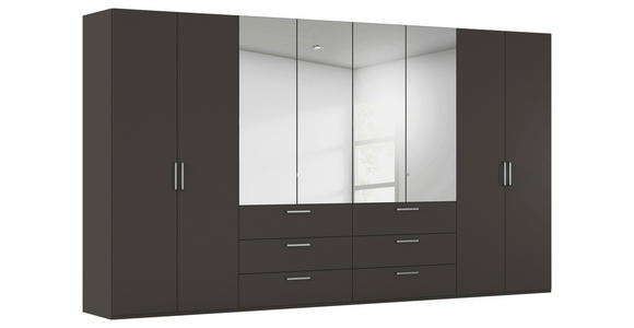 DREHTÜRENSCHRANK 400/235/61 cm,  in Graphitfarben, 8-türig  - Chromfarben/Edelstahlfarben, Basics, Glas/Holzwerkstoff (400/235/61cm) - Novel