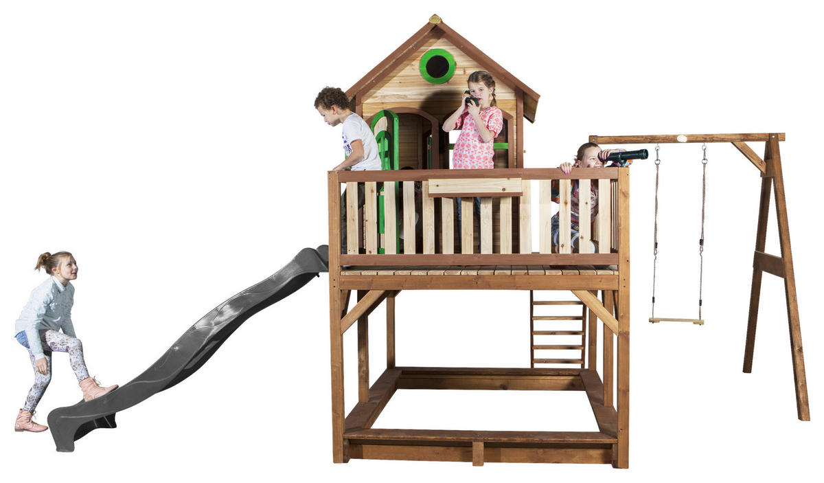 SPIELTURM 541/291/277 cm  - Braun/Grau, Konventionell, Holz/Kunststoff (541/291/277cm)