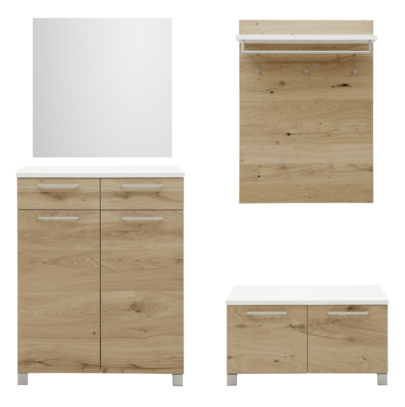 GARDEROBE Weiß, Eichefarben - Eichefarben/Weiß, Design, Holz (185/193/40cm) - Dieter Knoll