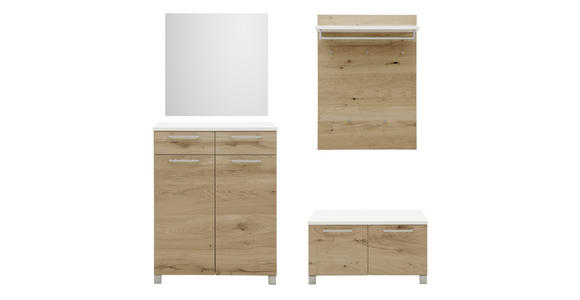 GARDEROBE 5-teilig in 185/193/40 cm - Eichefarben/Weiß, Design, Holz/Holzwerkstoff (185/193/40cm) - Dieter Knoll