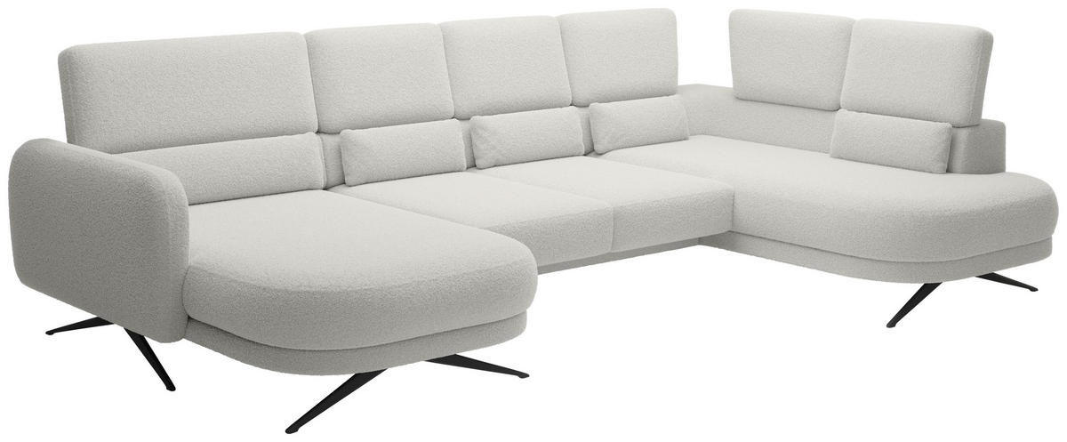 WOHNLANDSCHAFT in Webstoff Creme  - Creme/Schwarz, Design, Textil/Metall (104/346/111cm) - Livetastic