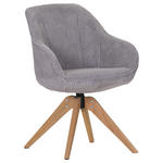 ARMLEHNSTUHL  in Cord  - Eichefarben/Hellgrau, LIFESTYLE, Holz/Textil (60/83/65cm) - Ambia Home
