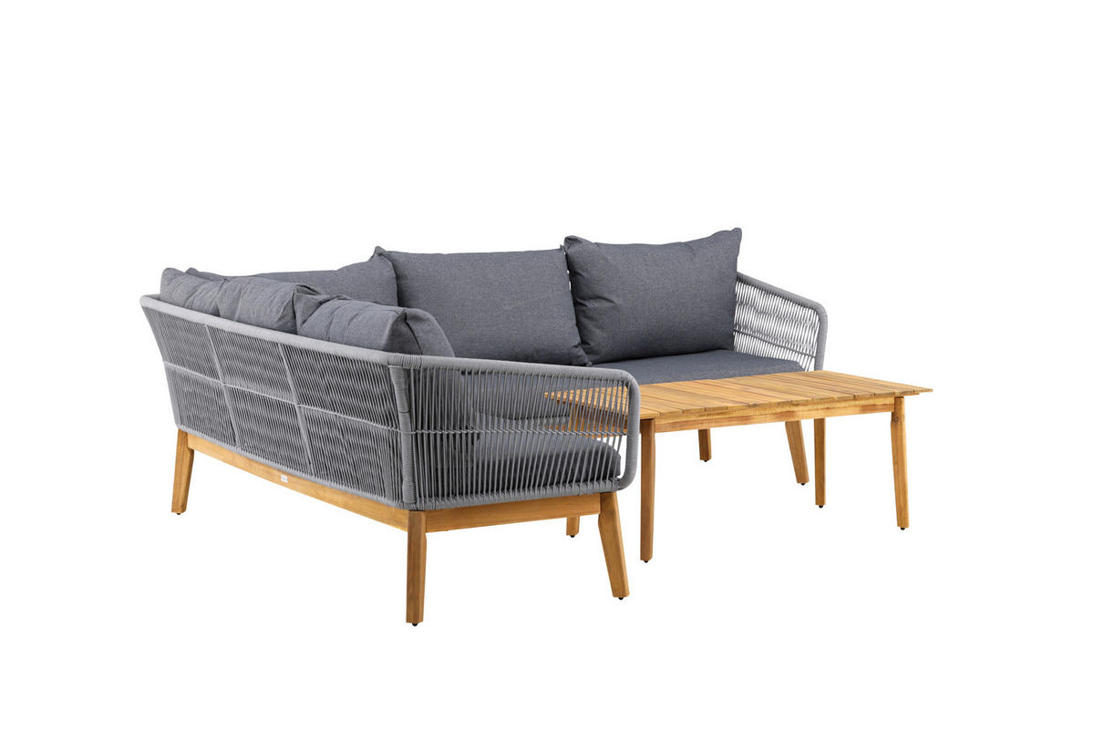 LOUNGEGARNITUR 2-teilig  210/160 cm  Akazie Aluminium  - Dunkelgrau/Grau, KONVENTIONELL, Holz/Kunststoff (210/160cm) - Gardenson