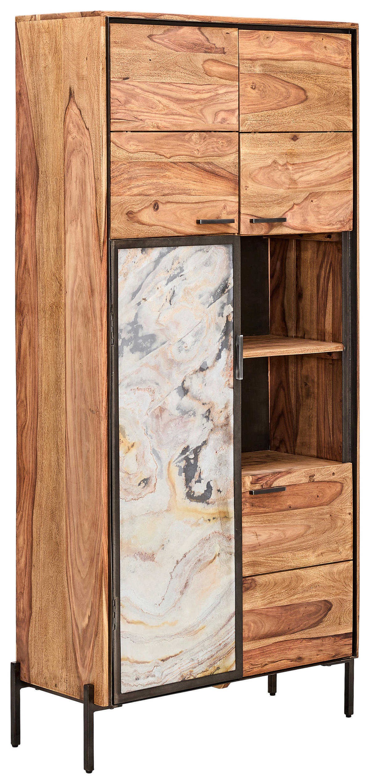 HIGHBOARD  in 90/195/40 cm  - Sheeshamfarben/Grau, KONVENTIONELL, Holz/Stein (90/195/40cm) - Livetastic