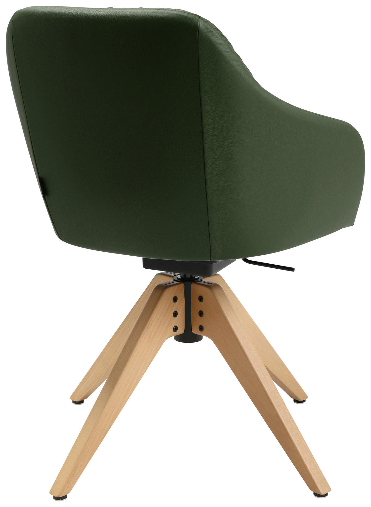 ARMLEHNSTUHL  in Echtleder pigmentiert  - Eichefarben/Grün, Design, Leder/Holz (58/82,5-85,2/60cm) - Johann Jakob