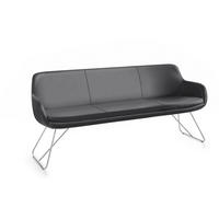 SITZBANK 180/87/65 cm Echtleder Dunkelgrau Metall  - Edelstahlfarben/Dunkelgrau, Design, Leder/Metall (180/87/65cm) - Musterring