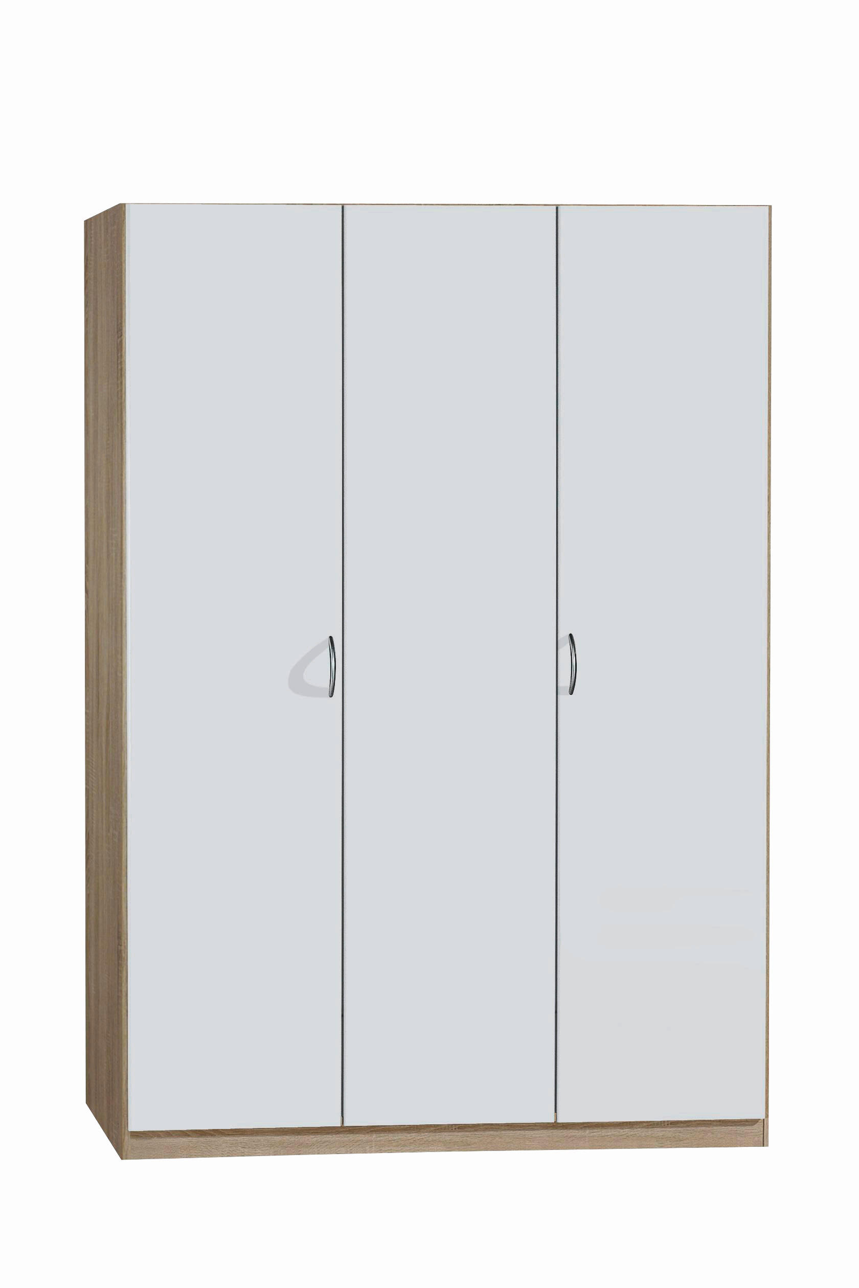DREHTÜRENSCHRANK in Weiss, Sonoma Eiche  - Weiss/Silberfarben, Basics, Holzwerkstoff/Kunststoff (136/197/54cm) - Boxxx