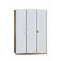 DREHTÜRENSCHRANK in Weiss, Sonoma Eiche  - Weiss/Silberfarben, Basics, Holzwerkstoff/Kunststoff (136/197/54cm) - Boxxx