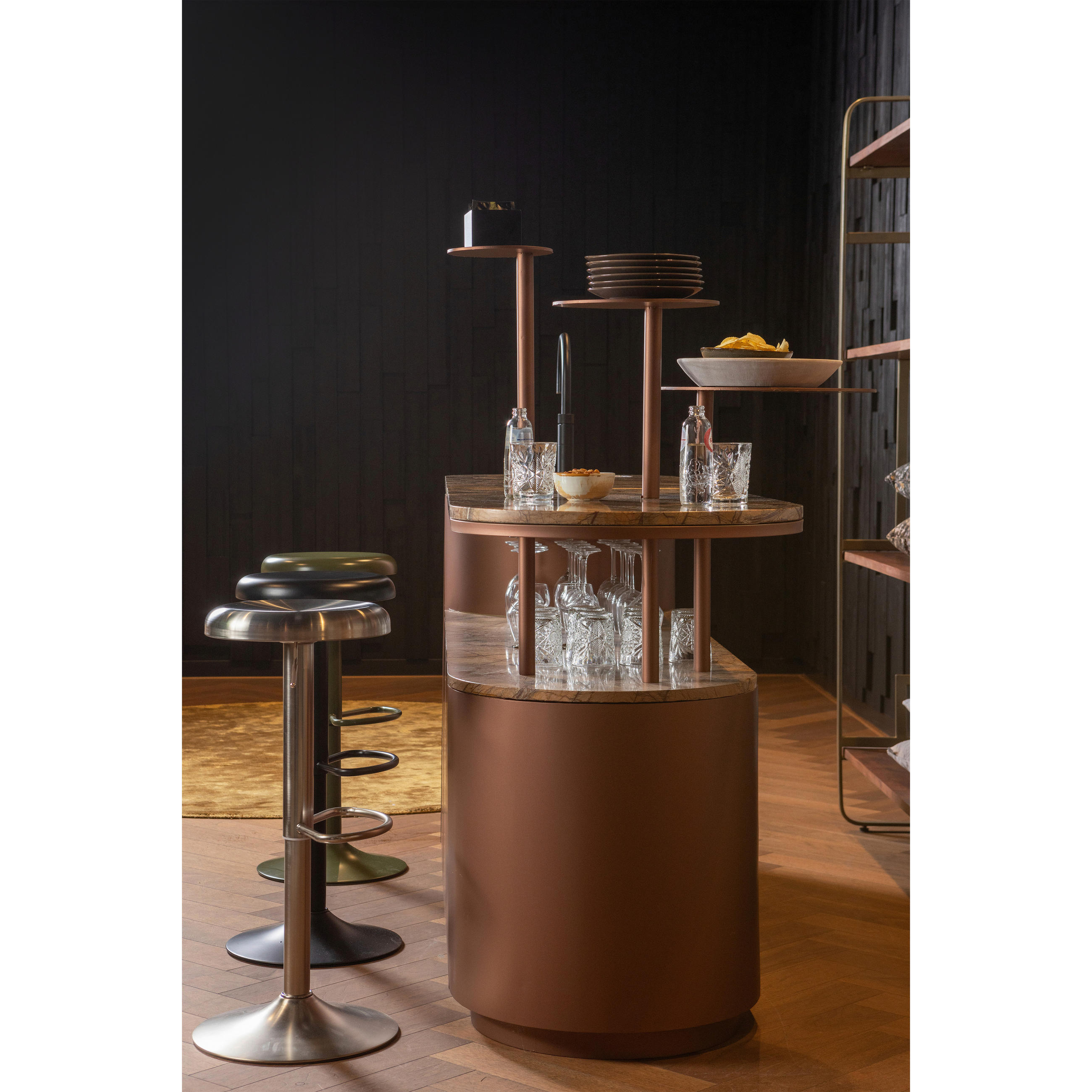 Thumbnail - Livetastic Barhocker Isaac, Schwarz, Metall, Rundrohr, 39x81x39 cm, mit Griff, Esszimmer, Barmöbel, Barhocker