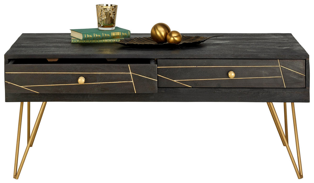 MĂSUȚĂ DE CAFEA lemn 115/60/48 cm   - auriu/negru, Trend, metal/lemn (115/60/48cm) - Carryhome