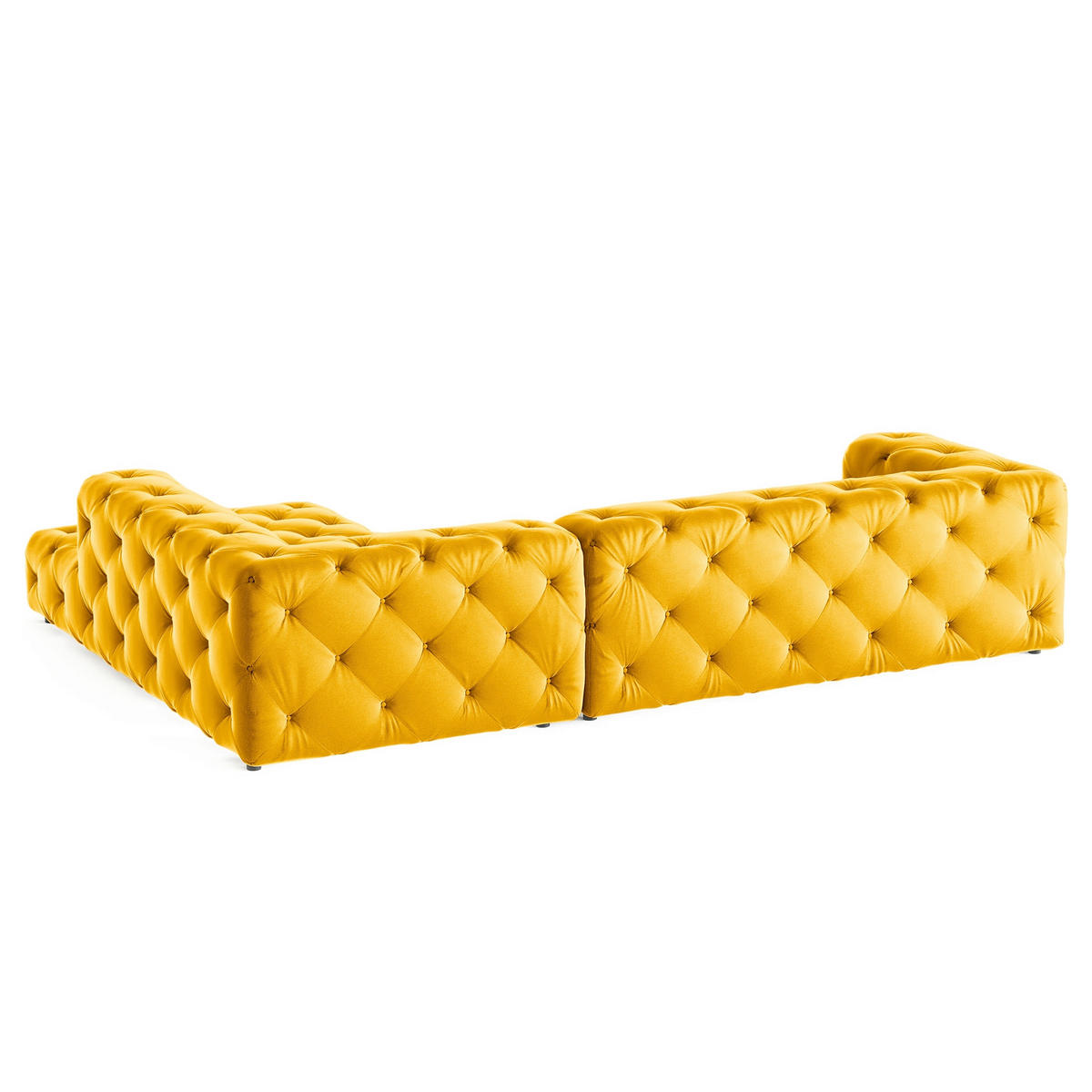 ECKSOFA Fresco in Samt Senfgelb  325/228 cm  - Senfgelb/Schwarz, Design, Kunststoff/Textil (325/228cm) - P & B