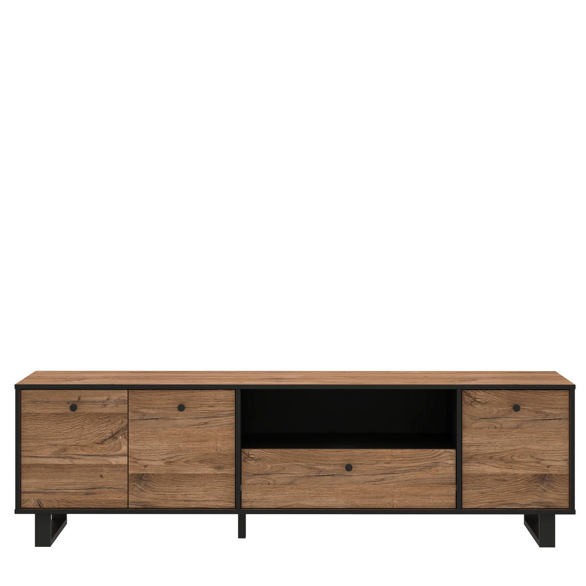 TV-ELEMENT črna, barve hrasta  - črna/barve hrasta, Konvencionalno, kovina/umetna masa (180,8/52,8/42cm) - Hom`in