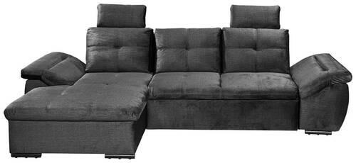 ECKSOFA in Mikrovelours Schwarz  - Schwarz, Konventionell, Kunststoff/Textil (170/275cm) - Carryhome