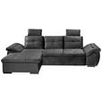 ECKSOFA in Mikrovelours Schwarz  - Schwarz, KONVENTIONELL, Kunststoff/Textil (170/275cm) - Carryhome