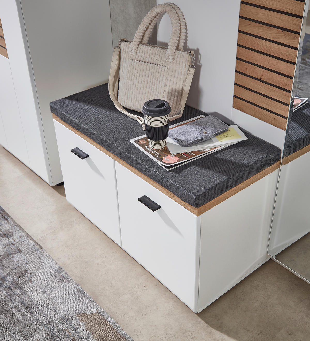 GARDEROBE  in 187/201/40 cm  - Weiss/Schwarz, Design, Glas/Holzwerkstoff (187/201/40cm) - Livetastic