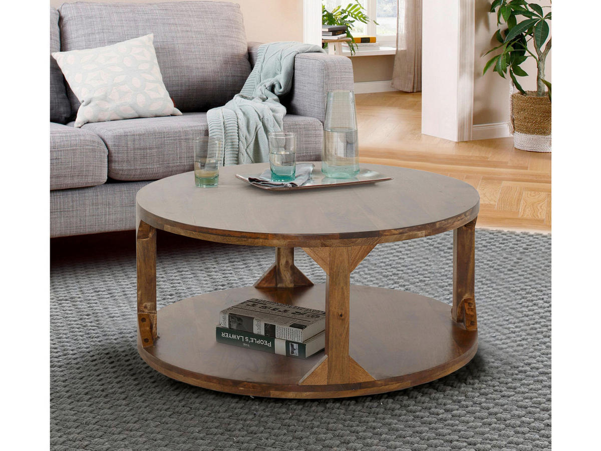 COUCHTISCH Sharada Mangoholz 60/60/35 cm rund Braun  - Braun, Design, Holz (60/60/35cm) - MID.YOU