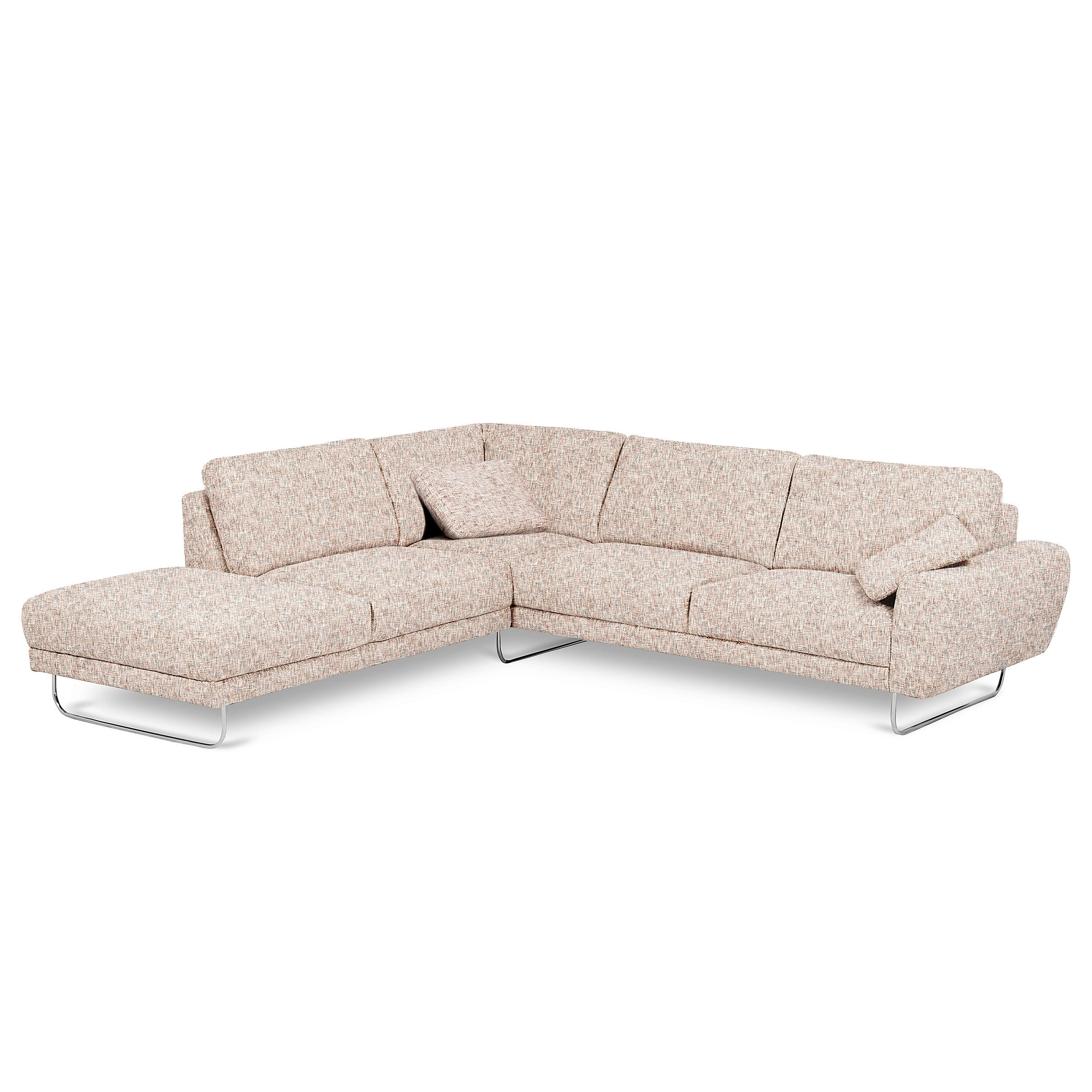 ECKSOFA 250/273 cm SPRING in Webstoff Blau, Gelb, Rot, Weiß Zierkissen  250/273 cm  - Chromfarben/Blau, Design, Textil/Metall (250/273cm) - Livetastic