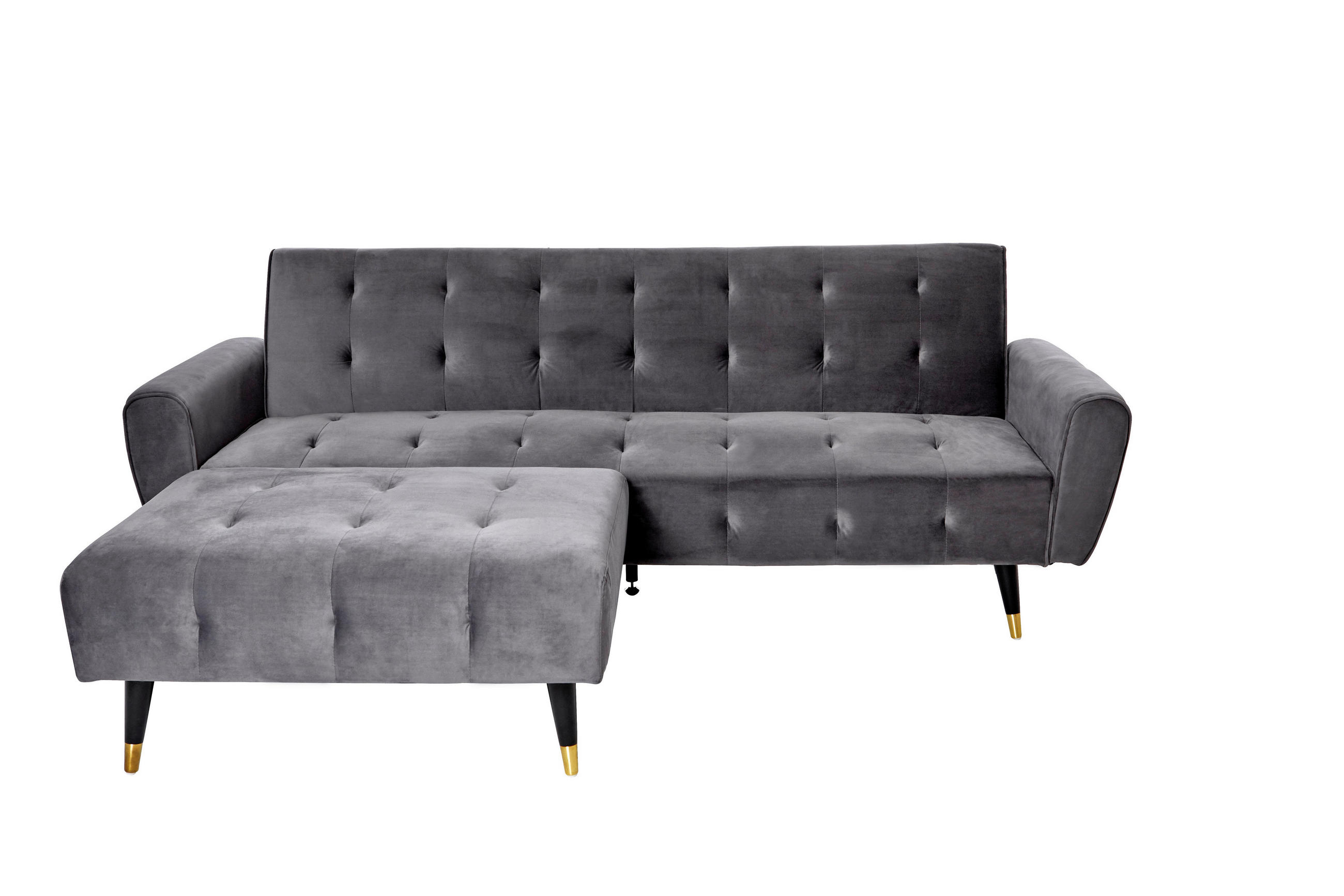 ECKSCHLAFSOFA CHILLAX DREAM CORNER EU Grau Samt  - Goldfarben/Schwarz, MODERN, Holz/Textil (213/153/173cm) - Livetastic