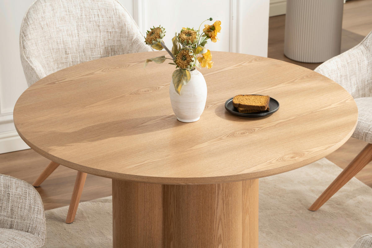 ESSTISCH 120/120/75 cm Echtholz, Nachbildung  Holz, Wellpappe rund Eichefarben  - Eichefarben, Design, Holz/Wellpappe (120/120/75cm) - Niels Andersson