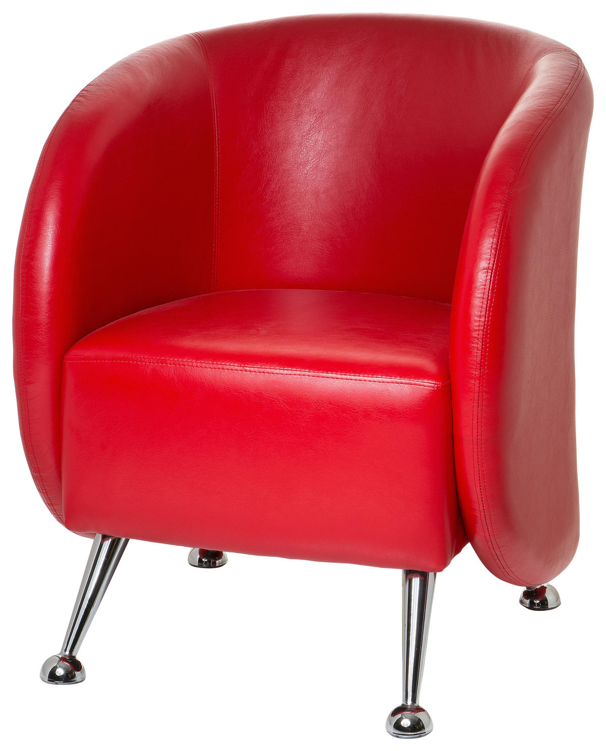 SESSEL Lederlook Rot    - Chromfarben/Rot, MODERN, Textil/Metall (60/85/50cm) - MID.YOU