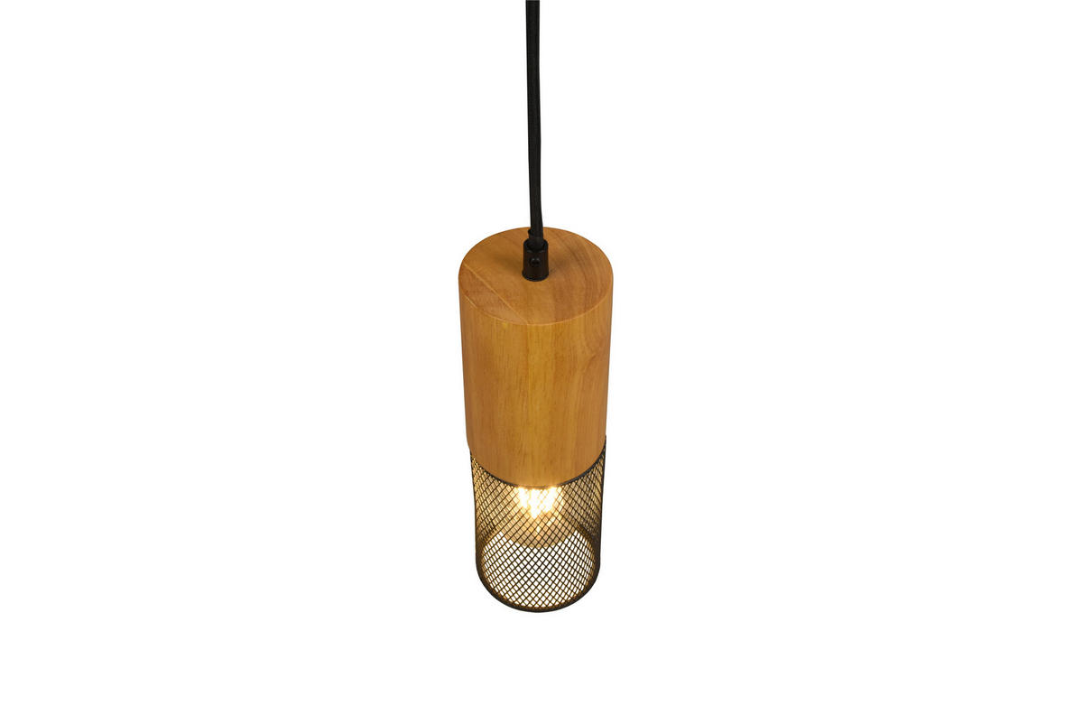 SCHIENENSYSTEM-HÄNGELEUCHTE 8,0/180 cm   - Schwarz, Natur, Holz/Metall (8,0/180cm) - Trio Leuchten