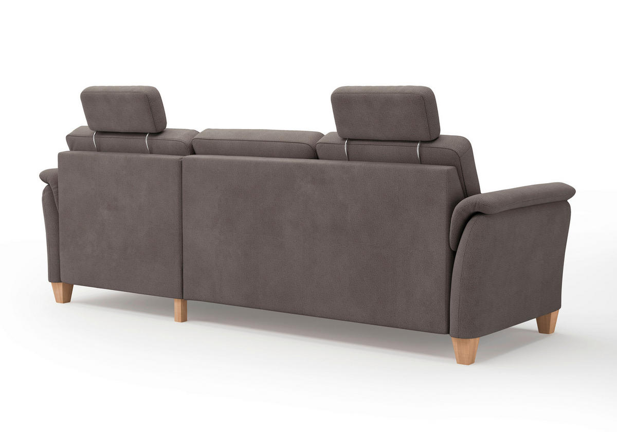 ECKSOFA in Flachgewebe Dunkelbraun  244/163 cm  - Eichefarben/Dunkelbraun, KONVENTIONELL, Holz/Textil (244/163cm) - Sit & More
