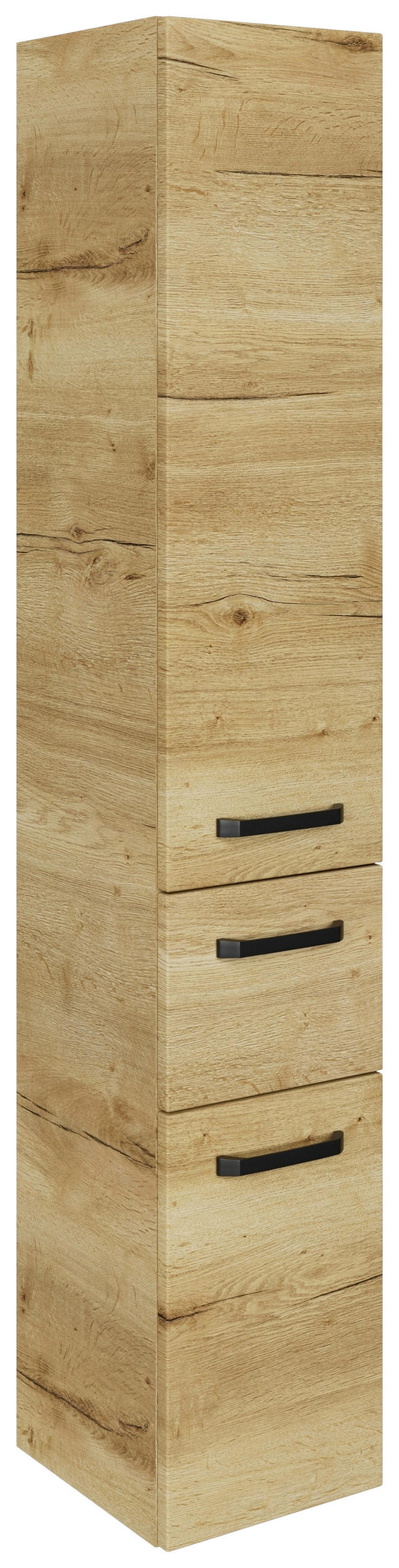 HOCHSCHRANK 30/168/33 cm  - Eichefarben/Schwarz, MODERN, Glas/Holzwerkstoff (30/168/33cm) - Sadena