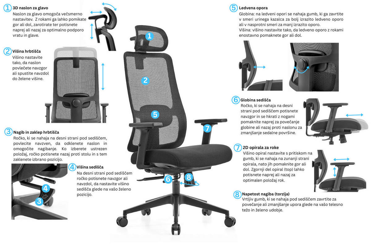 UREDSKI STOLAC    - crna, Moderno, metal/plastika (66/125/69cm)