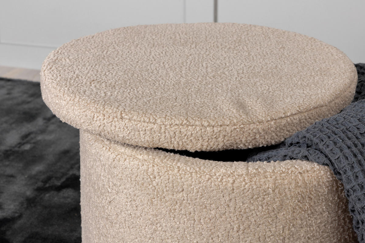 POUF in Beige Kunststoff, Textil Beige  - Beige, Design, Kunststoff/Textil (51/43/51cm) - Livetastic