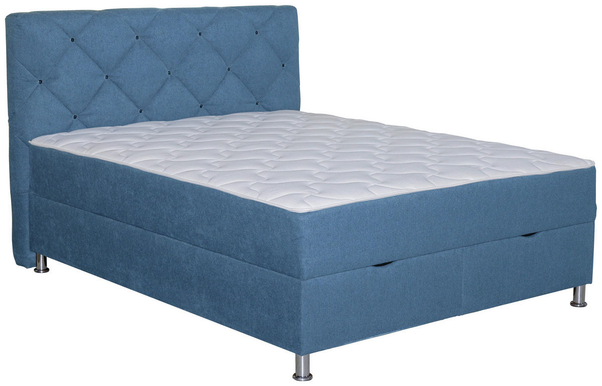 BOXBETT 180/200 cm  in Blau  - Chromfarben/Blau, Design, Kunststoff/Textil (180/200cm) - Boxxx